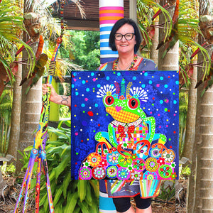 Original Painting - Bubbles - Green Tree Frog