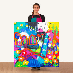 Original Painting - Bridge Over Rainbowville