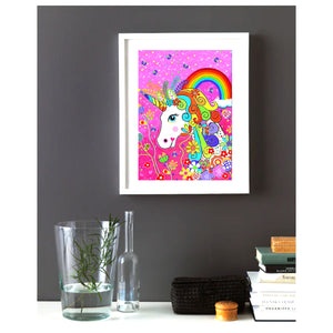 Wall Art Framed Print Rainbow Unicorn 1