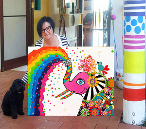 Original Painting - Sun Shower - Holi Festival