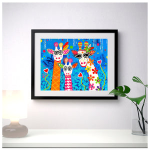 Wall Art Framed Print - Mr Gees Family - Giraffe