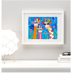 Wall Art Framed Print - Mr Gees Family - Giraffe
