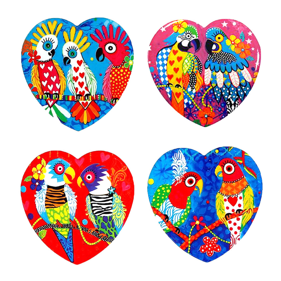 Love Heart Bird Coasters (set of 4)