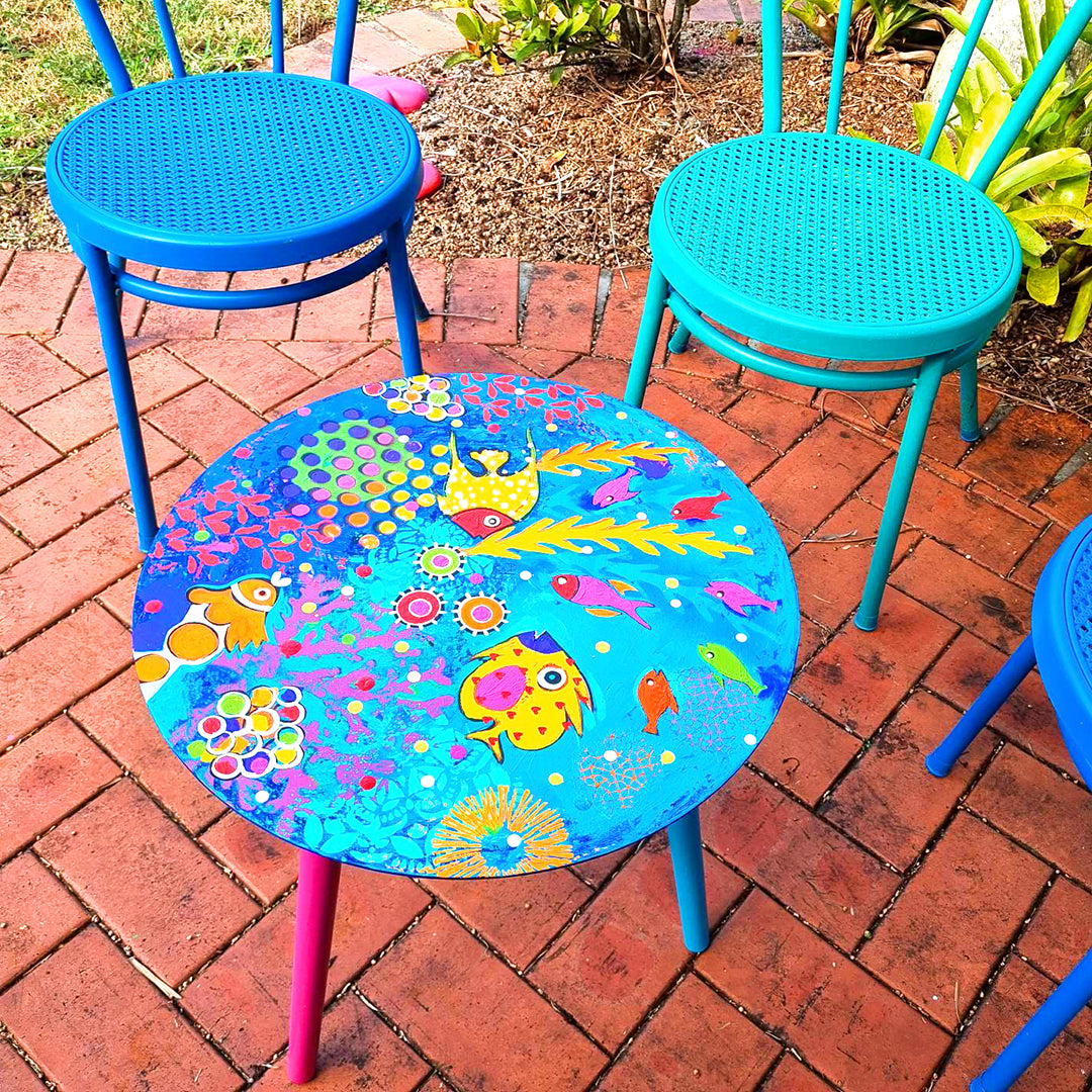 Fishbowl Art Table - Hand painted