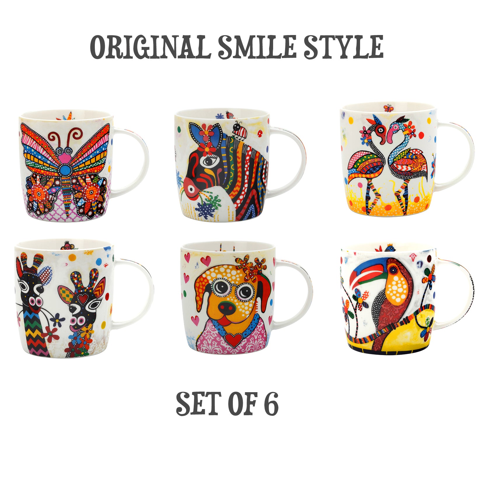 Smile Style Mugs set of 6