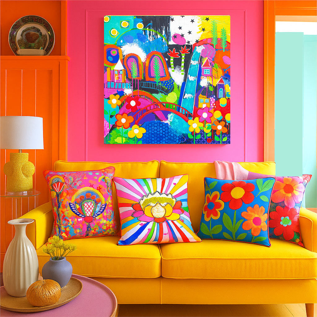 Original Painting - Bridge Over Rainbowville