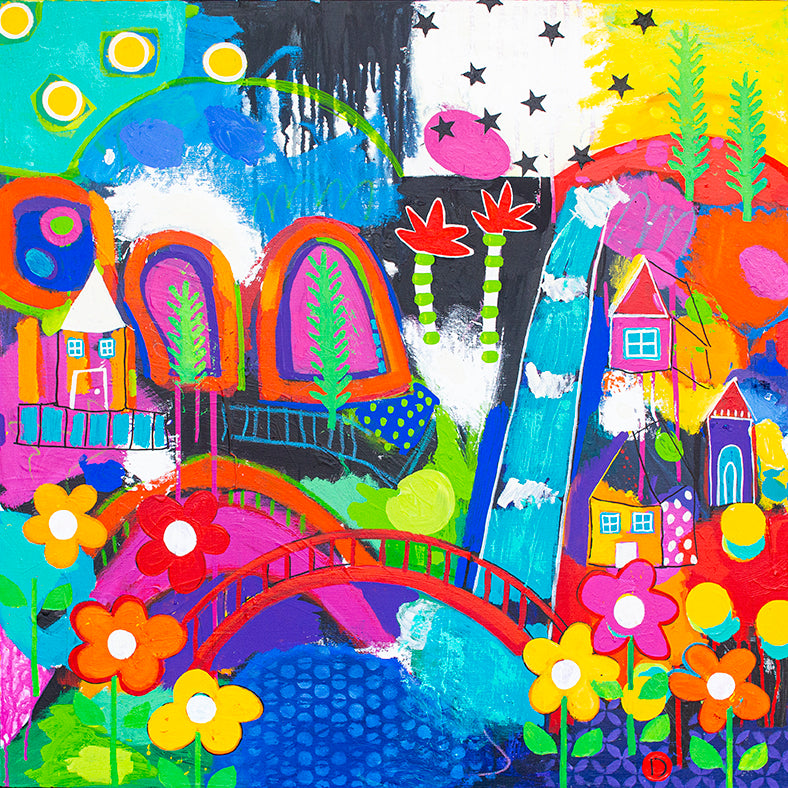 Original Painting - Bridge Over Rainbowville