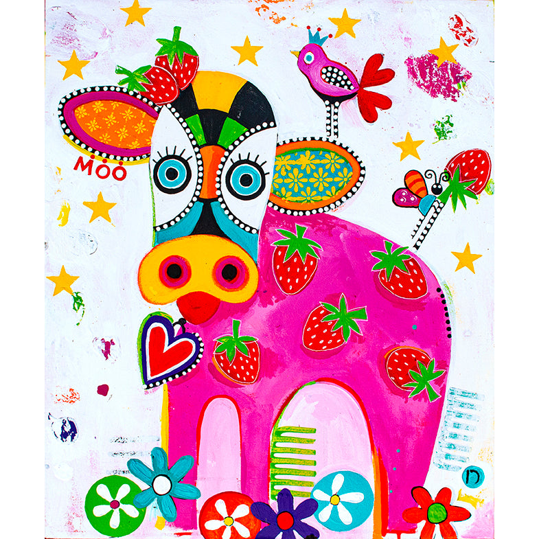 Original Painting - Strawberry Milk Cow