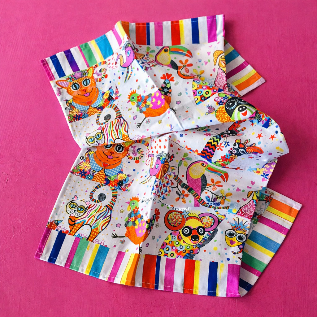 Rainbow Safari Tea Towel