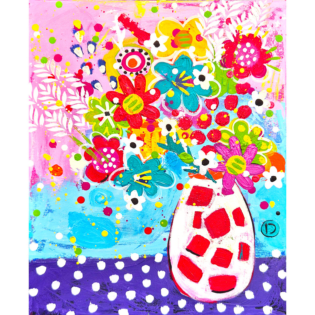 Original Painting - Still Life on Polka Dot Table Cloth