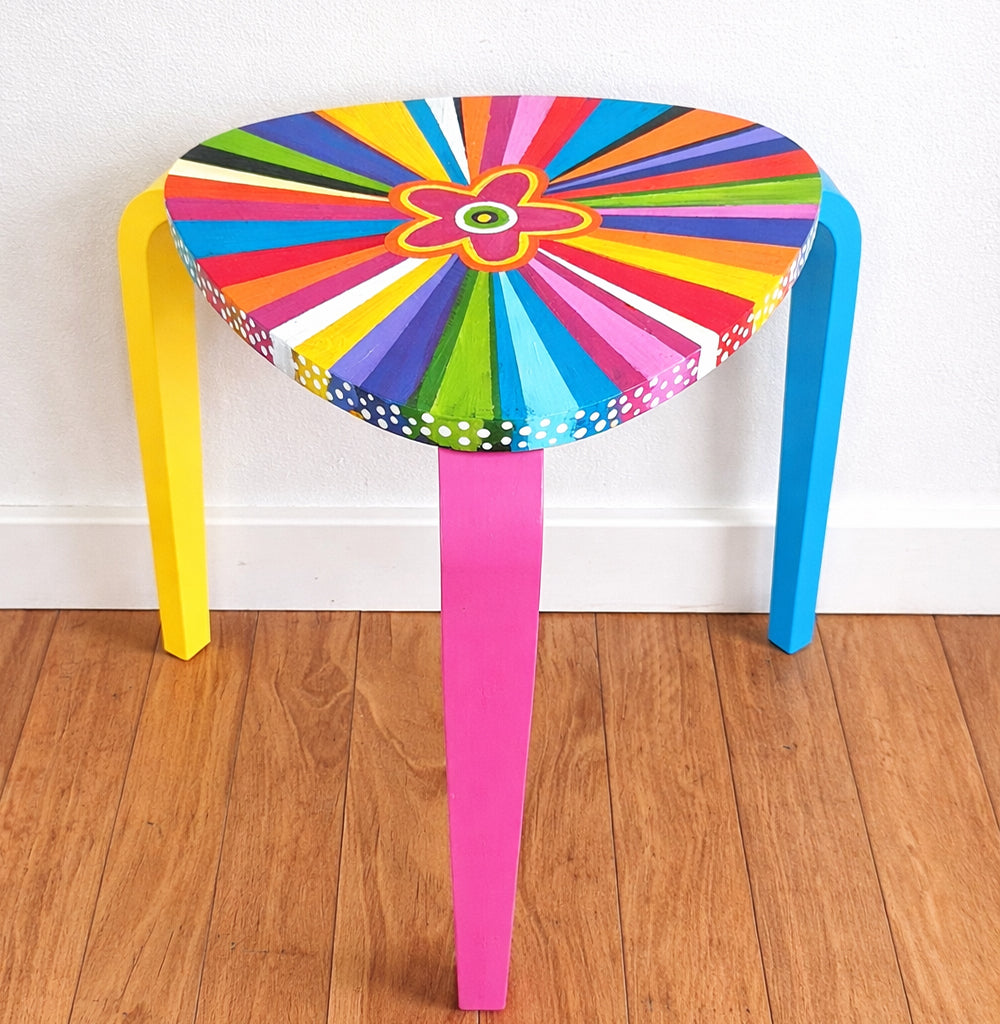 Candy Stripes Art Table - Hand Painted
