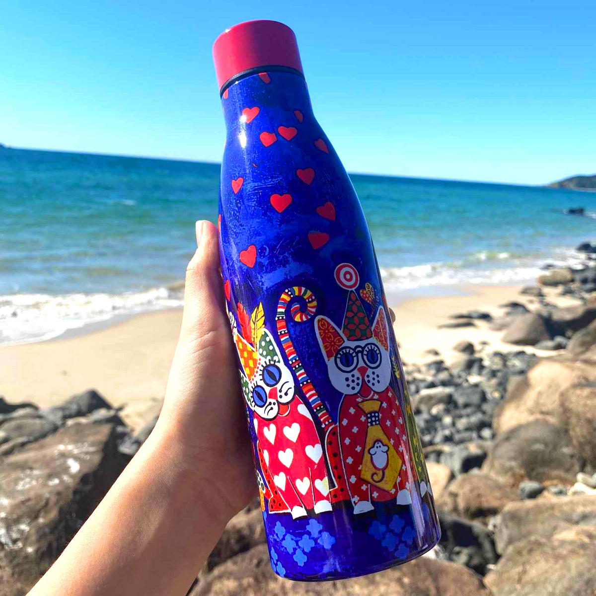 Love Hearts Cat Drink Bottle