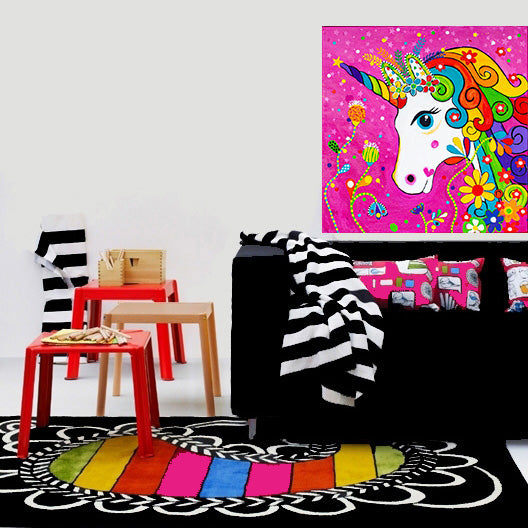 Canvas Wall Art - Rainbow Unicorn 1