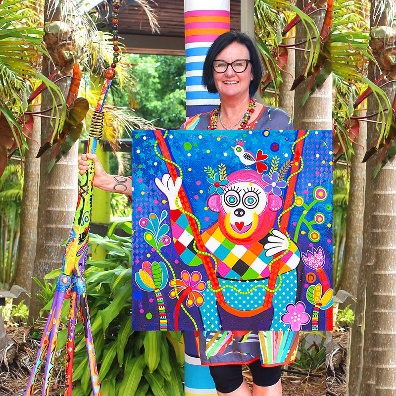 Original Painting - Swinging Around - Monkey