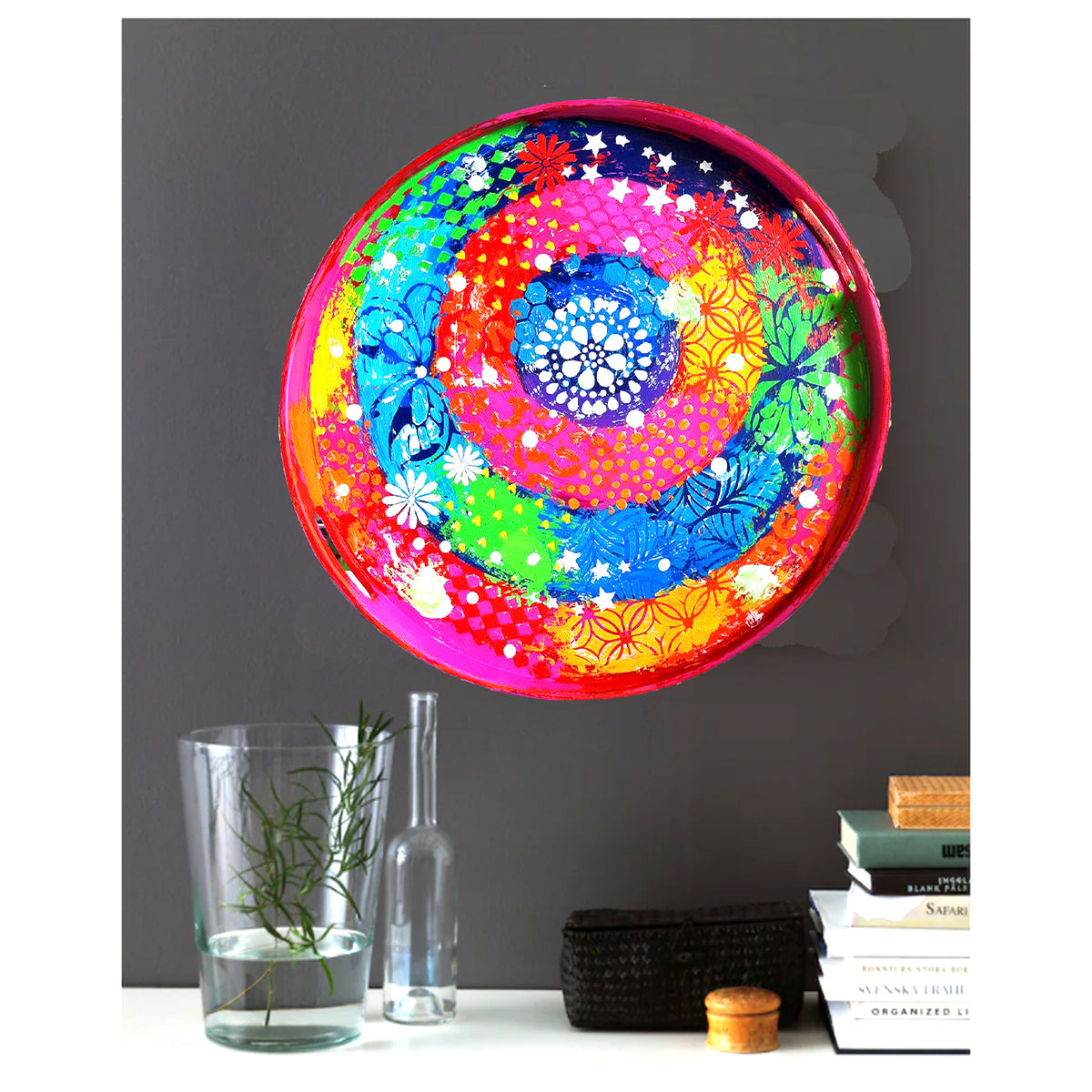 Original Painting - The Painted Tray Magenta