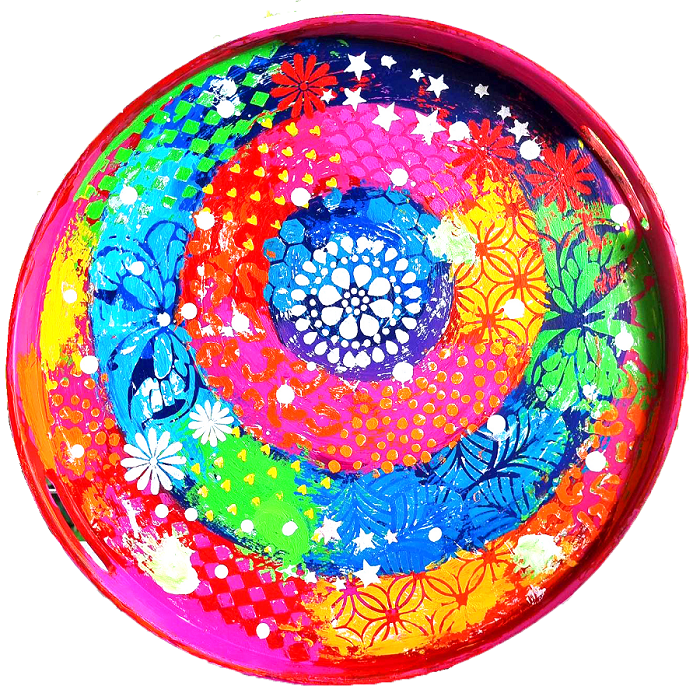 Original Painting - The Painted Tray Magenta