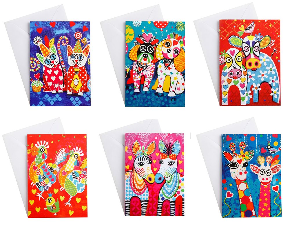 Greeting Cards 12 pack Funky Animals