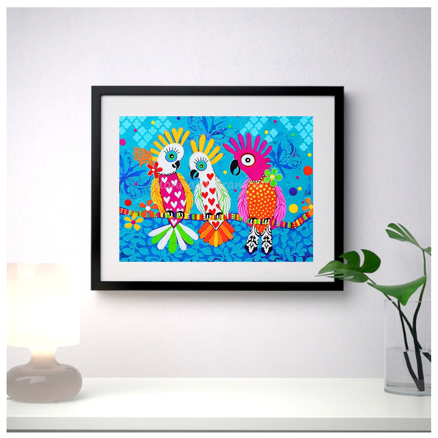 Wall Art Framed Print - Chatter - Cockatoos