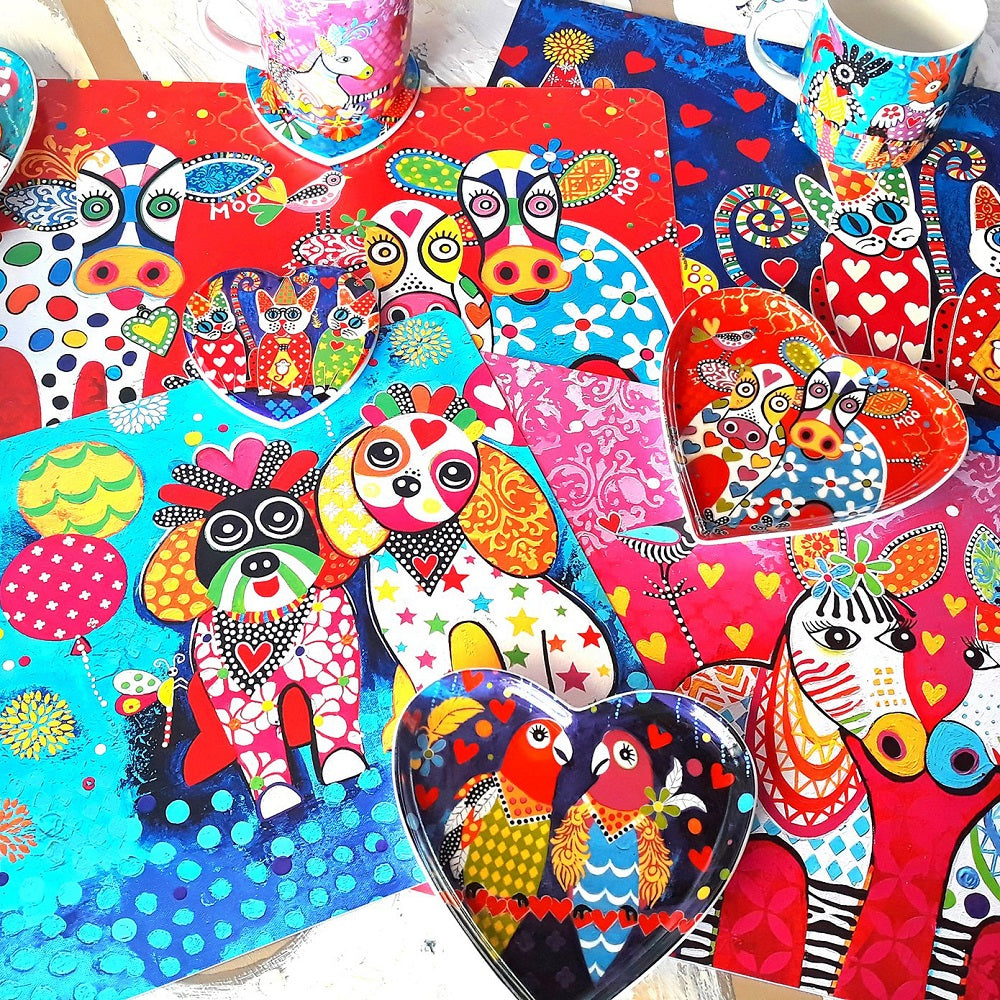 6 Animal Love Heart Coasters